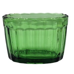 Emerald Green Glass Ribbed Oval Planter Scalloped Rim Vase Vintage Vase-Mate